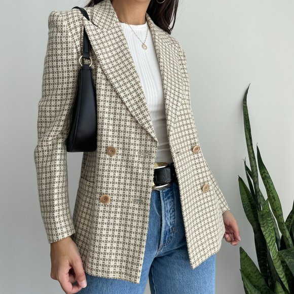 Escada Jackets & Blazers - Vintage Escada double breasted front woven blazer jacket